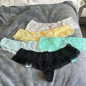 Victoria's Secret Lace Panties Set - Black, Yellow, Mint, White